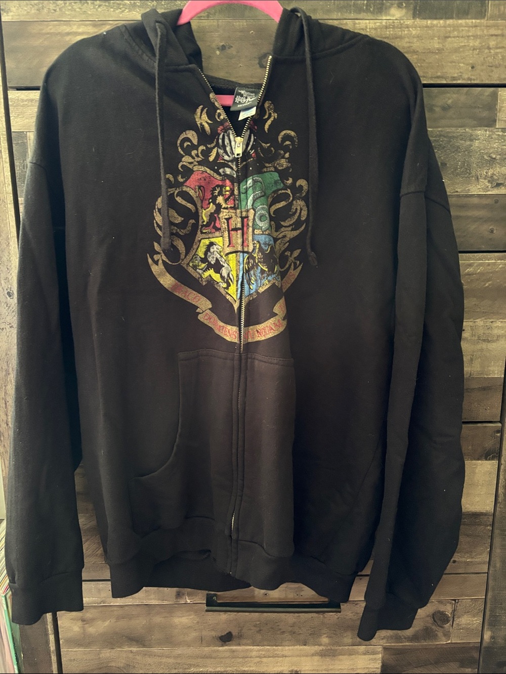 Warner Bros. Harry Potter Black Zip Hoodie with Multicolor Crest